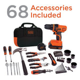 BLACK+DECKER 20V MAX Drill & Home Tool Kit, 68 Piece (LDX120PK)