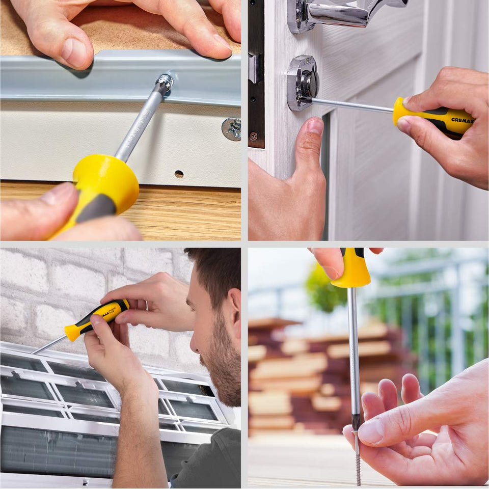 CREMAX Magnetic Screwdriver, Cushion Grip 5 Phillips and 5 Flat Head Tips Screwdriver Set