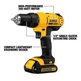 Dewalt DCD771C2 20V MAX Cordless Lithium-Ion 1/2 inch Compact Drill Driver Kit
