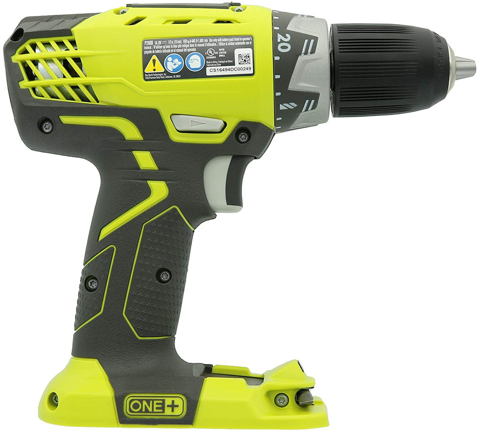 Ryobi P208 One+ 18V Lithium Ion Drill/Driver with 1/2 Inch Keyless Chuck (Batteries Not Included, Power Tool Only)
