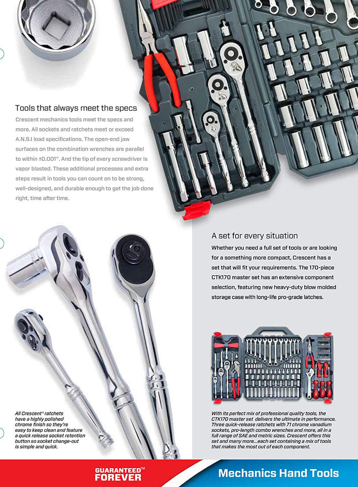 Crescent CTK170CMP2 Mechanics Tool Set, 170-Piece